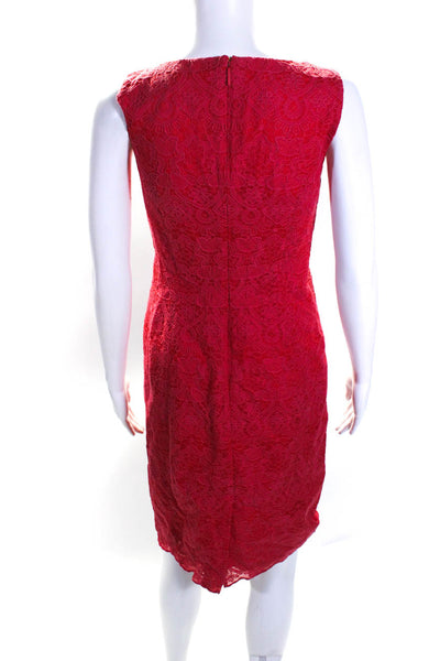 Tory Burch Womens Embroidered V Neck Sleeveless Sheath Dress Red Size 4