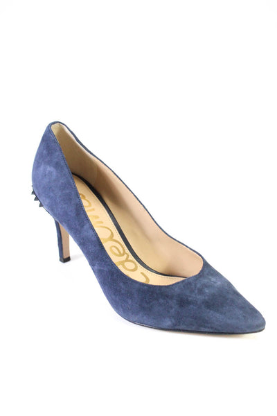 Sam Edelman Women's Pointed Toe Suede Cone Heels Blue Size 7