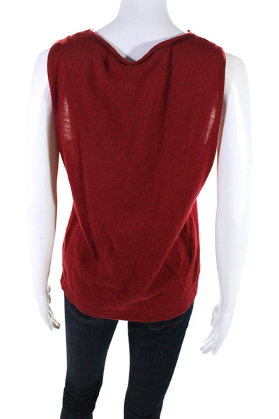 Beyond Threads Womens Sleeveless Scoop Neck Knit Tank Top Red Cotton Medium