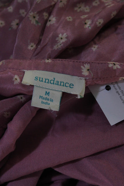 Sundance Womens Long Sleeve V Neck Floral Shirt Pink Multi Size Medium