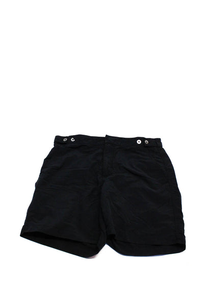 Qvinto Mens Adjustable Waist Flat Front Zip Up Casual Shorts Black Size 32