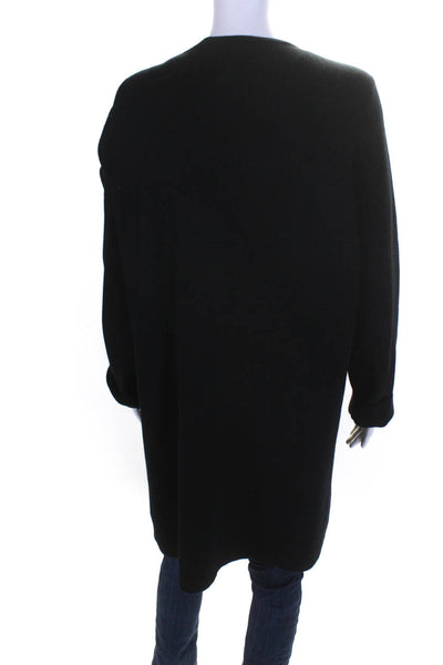 J Crew Womens Round Neck Long Sleeve Open Front Cardigan Sweater Black Size L