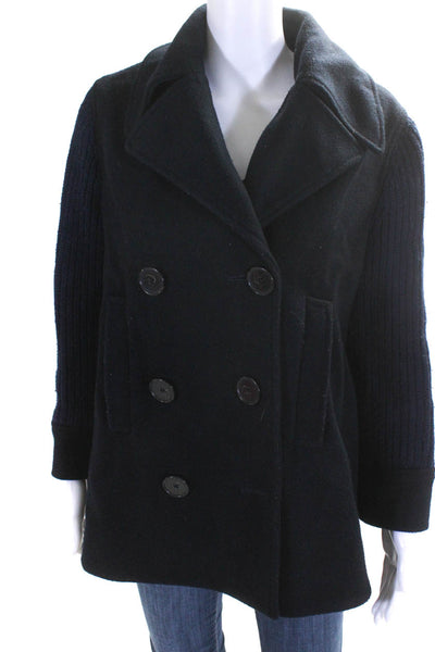 Derek Lam 10 Crosby Womens Wool Long Sleeve Double Breasted Coat Navy Size 4