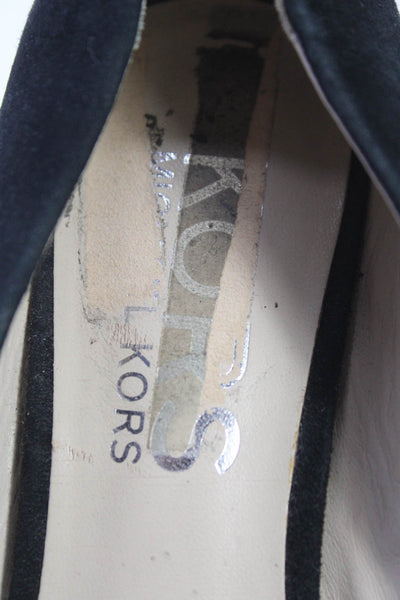 KORS Michael Kors Womens Black Suede Peep Toe Wedge High Heels Shoes Size 8.5M