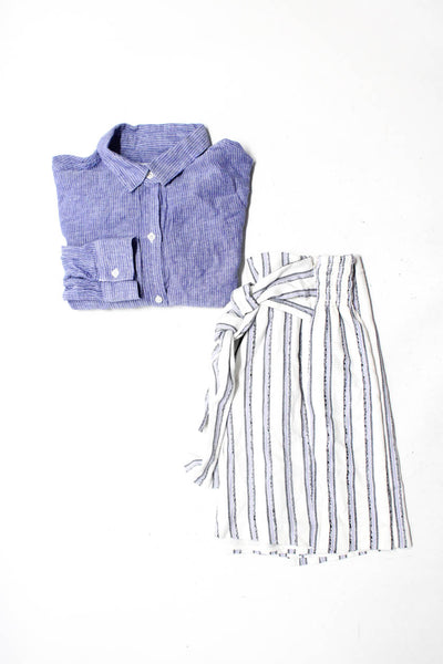 Rails Women's Collar Long Sleeves Button Down Shirt Blue Stripe Size S Lot 2