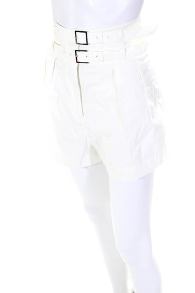 Intermix Women's High Waist Belt Pleated Dress Short White Size 10