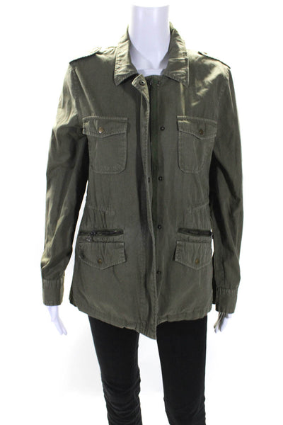 Lily Aldridge For Velvet Womens Full Zip Anorak Jacket Olive Green Size Medium