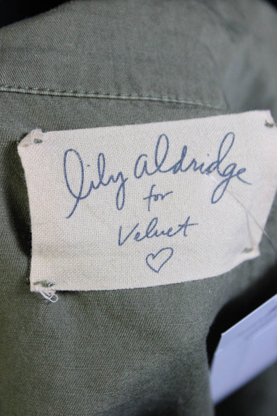 Lily Aldridge For Velvet Womens Full Zip Anorak Jacket Olive Green Size Medium
