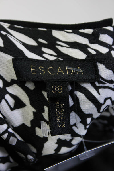 Escada Womens Abstract 3/4 Sleeve V Neck Shift Dress Black White Size EU 38