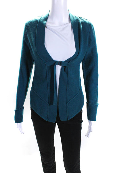 Nanette Lepore Womens Dark Teal Cashmere Tie Front Cardigan Sweater Top Size M