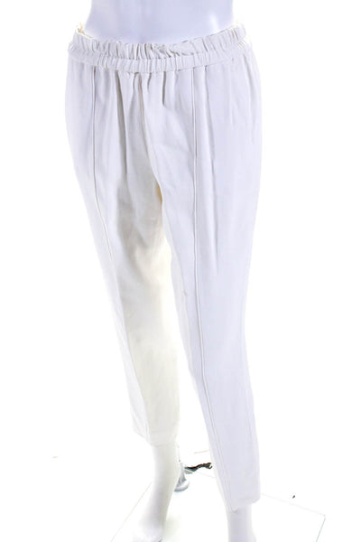 Escada Womens Elastic Waist Pocket Pleated Slim Straight Pants White Size 36