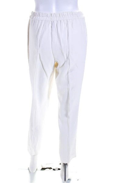 Escada Womens Elastic Waist Pocket Pleated Slim Straight Pants White Size 36