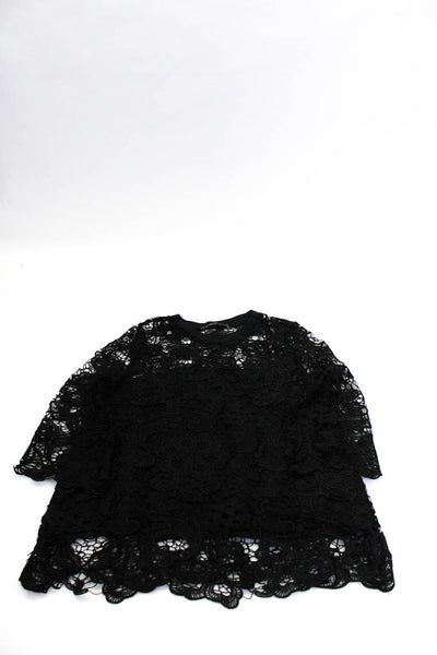 Zara Adiva Womens Floral Lace 3/4 Sleeved Blouses Tank Black White Size S Lot 3