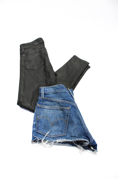 Levis J Brand Womens Metallic Skinny Jeans Cutoff Denim Shorts Size 26 Lot 2