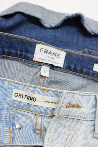 Frame GRLFRND Womens Cuffed Cutoff Denim Shorts Blue Size 24 27 Lot 2
