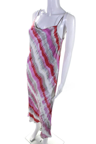 Rails Women's Printed Sleeveless Cowl Neck Midi Dress Pink Silver Size M