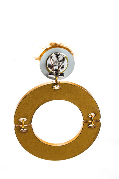 Chiara Womens Silver Gold Tone Resin Mirrored Circle Dangle Earrings
