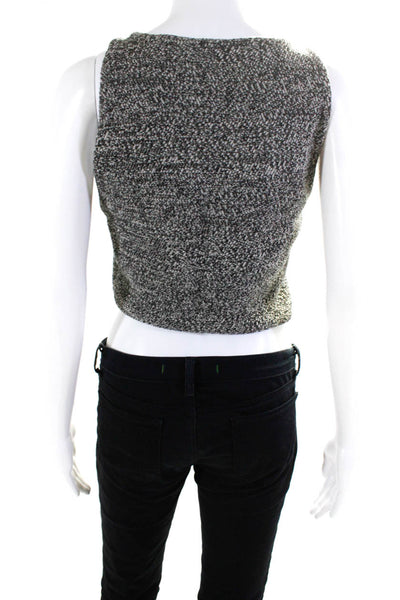 Alice + Olivia Womens Variegated Knit Sleeveless Top Blouse Gray Wool Size Large