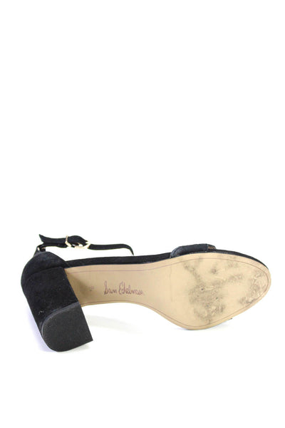 Sam Edelman Womens Suede Open Toe D'Orsay Ankle Strap Block Heels Black Size 7.5