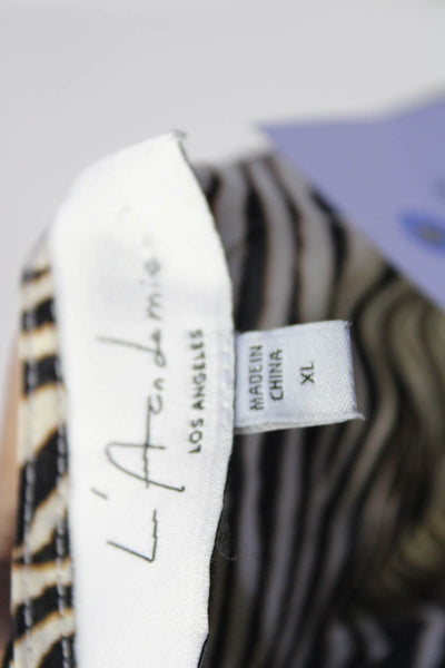 L'Academie Womens Sleeveless Zebra Print Ruched Mini Dress Black & White Size XL