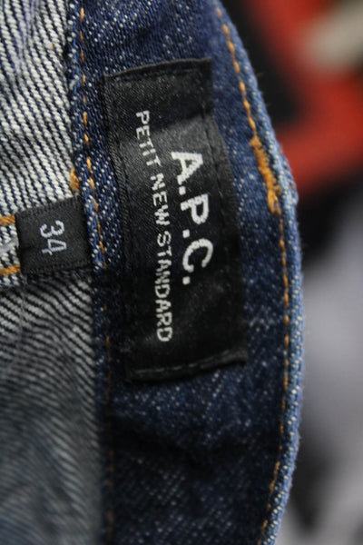 APC Womens High Rise Buttoned Slim Straight Dark Wash Denim Jeans Blue Size 36