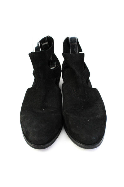 Eileen Fisher Womens Cut-Out Zipped Elastic Round Toe Cuban Heels Black Size 10