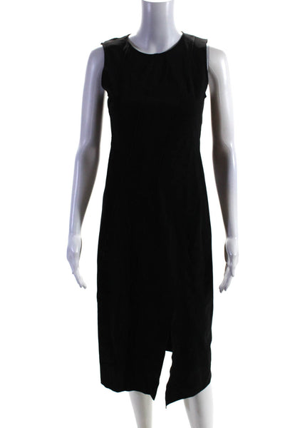 Theory Womens Front Slit Sleeveless Bias Seam Dress Black Size Petite