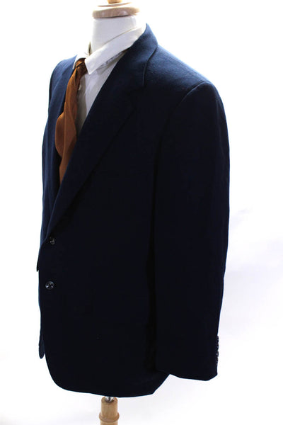 Saks Fifth Avenue Mens Cashmere Button Collar Long Sleeve Blazer Blue Size EUR42