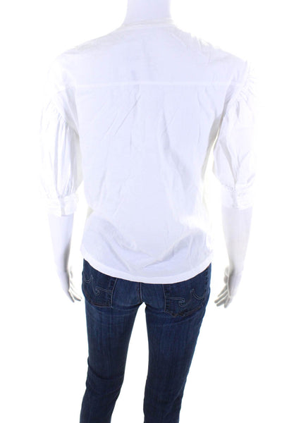 ALC Women's Crewneck Short Sleeves Blouse White Size XS