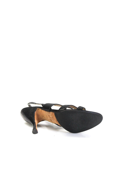 Manolo Blahnik Women's Open Toe Strappy Cone Heels Sandals Black Size 7.5