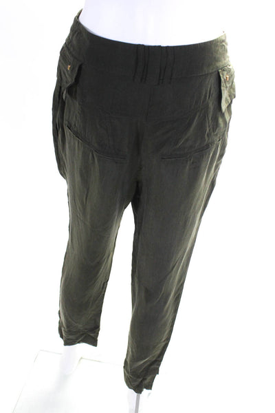 Gizia Women's Short Sleeve Open Front Top Pants Set Green Size 36