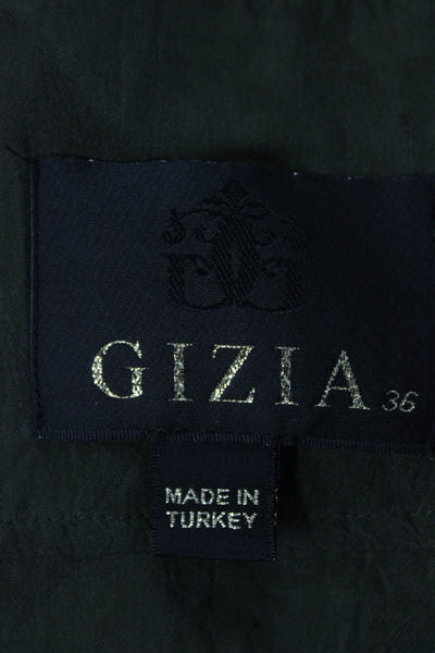 Gizia Women's Short Sleeve Open Front Top Pants Set Green Size 36