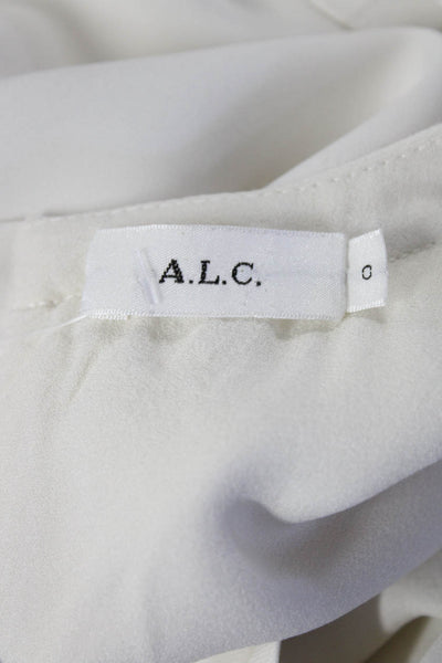 ALC Womens Short Sleeve Crew Neck Scalloped Shirt White Size 0