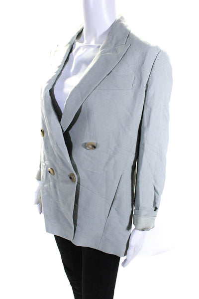 Vince Womens Double Breasted Pointed Lapel Blazer Jacket Green Size 4