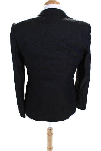 Boss Hugo Boss Womens Navy Wool Pinstriped Three Button Blazer Jacket Size 12
