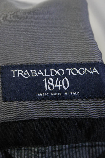 Trabaldo Togna 1840 Mens Gray Plaid Wool Two Button Long Sleeve Blazer Size 44L
