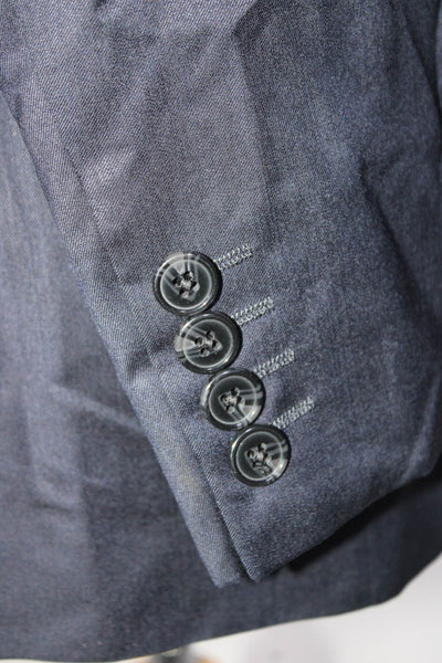 Black Saks Fifth Avenue Mens Navy Wool Two Button Long Sleeve Blazer Size 40L