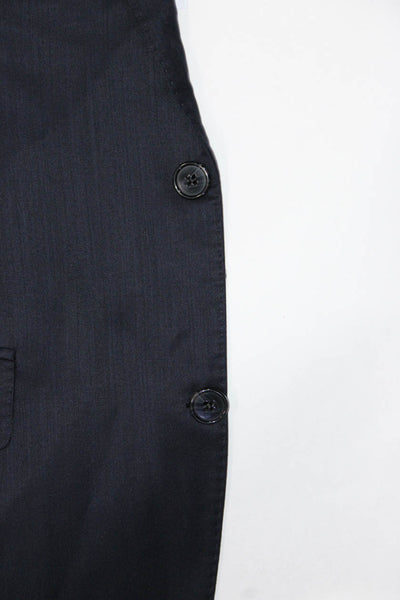 Black Saks Fifth Avenue Mens Navy Wool Two Button Long Sleeve Blazer Size 40L