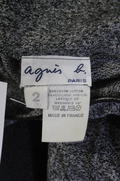 Agnes B. Women's Long Sleeve Quarter Zip Nigh Neck Top Gray Size 2