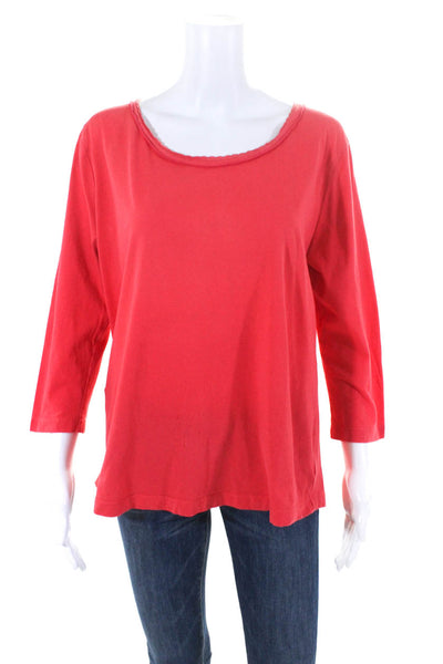 Bogner Women's Scoop Neck Long Sleeve Blouse Red Size 14