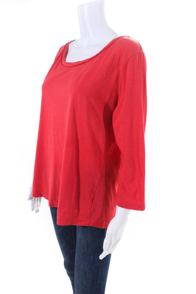 Bogner Women's Scoop Neck Long Sleeve Blouse Red Size 14