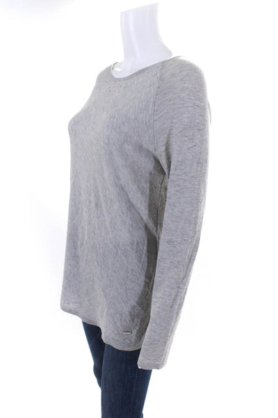 Bogner Women's Rhinestone Embellished Long Sleeve Blouse Gray Size 10