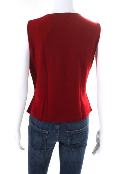 Tahari Women's Wool Sleeveless Round Neck Knit Top Red Size L