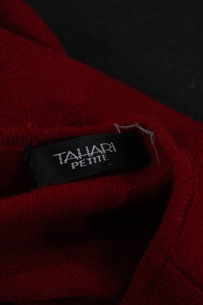 Tahari Women's Wool Sleeveless Round Neck Knit Top Red Size L