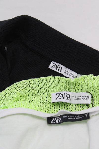 Zara Women's V-Neck Short Sleeve Collared Blouse Black Size L S, Lot 3
