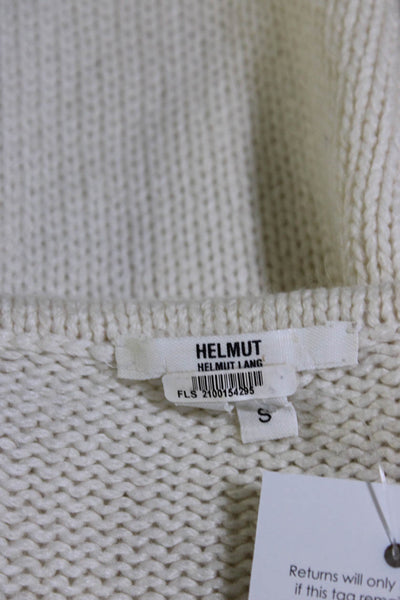 Helmut Helmut Lang Womens Knit Asymmetrical Hem Long Sleeve Sweater White Size S