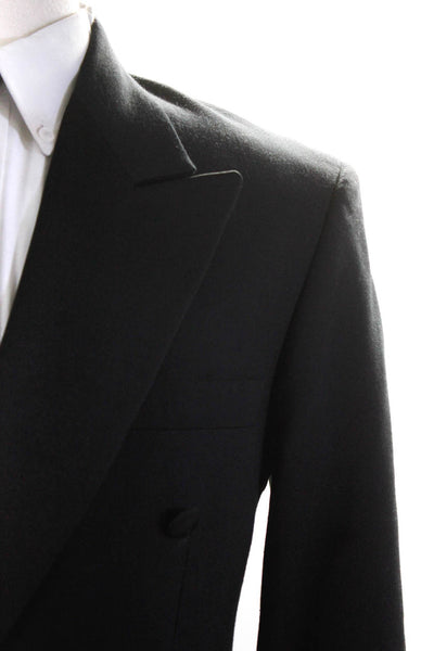 Adolfo Men's Long Sleeves Line Double Breast Jacket Black Size 46