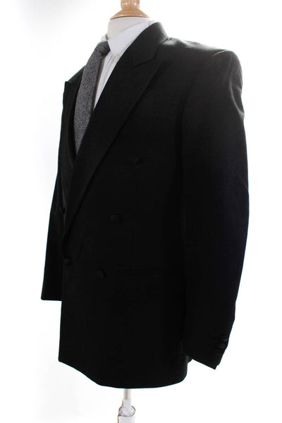 Adolfo Men's Long Sleeves Line Double Breast Jacket Black Size 46