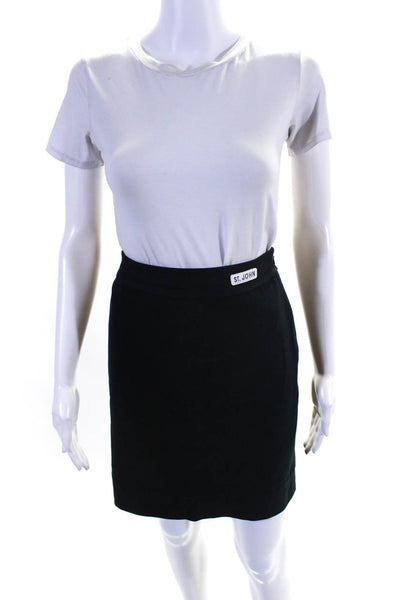St. John Sport Womens Silk Lined Cotton A-Line Zip Up Skort Skirt Black Size 2