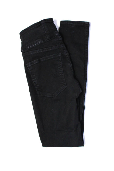 Veronica Beard Womens High Rise Button Up Skinny Jeans Black Silver Tone Size 24